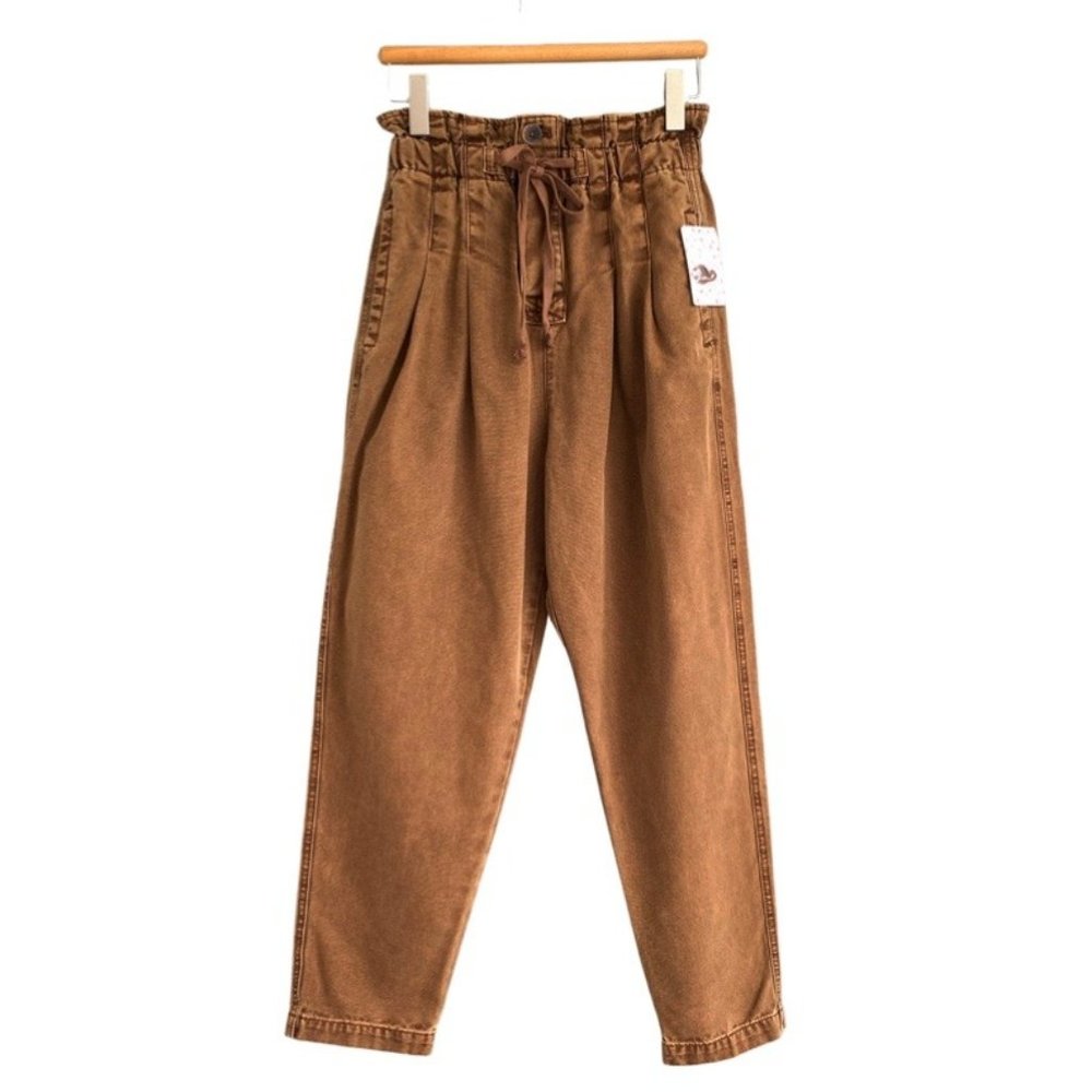 Free People Margate Pleated Trouser Pant Tamarind
